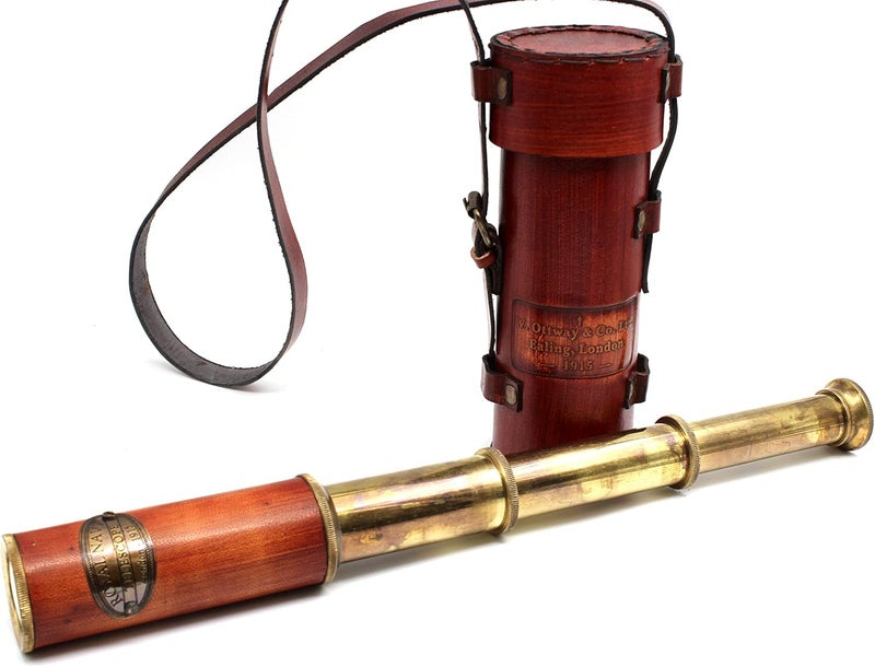 OCEAN REPLICAS Pirate Brass Telescope – 25x30 Spyglass Monocular for Kids & Adults, Vintage Collapsible Brass Scope for Hiking, Travel, Nautical Decor – Handheld Pirate Telescope with Glass Optics - Image 2